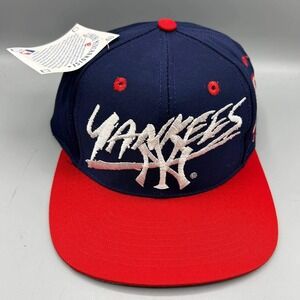 Vintage New York Yankees Hat Men Blue Red Signatures MLB Snap Back Cap New